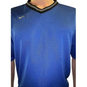 Vtg 90s Nike Short Sleeve Shirt Team Sports XL Blue V‎ Neck Y2K